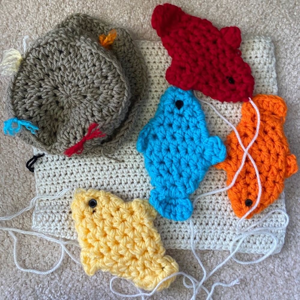 12m crochet fisherman and fish photo props